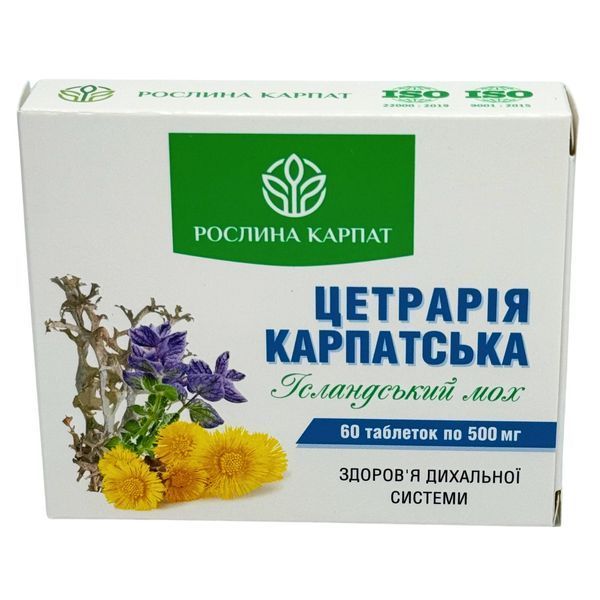 Цетрария карпатская 60 таб. &ndash; природное средство для дыхания Рослина Карпат 484815 484815 фото